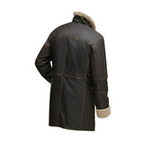 Mens Black Distressed Full Length Leather Coat